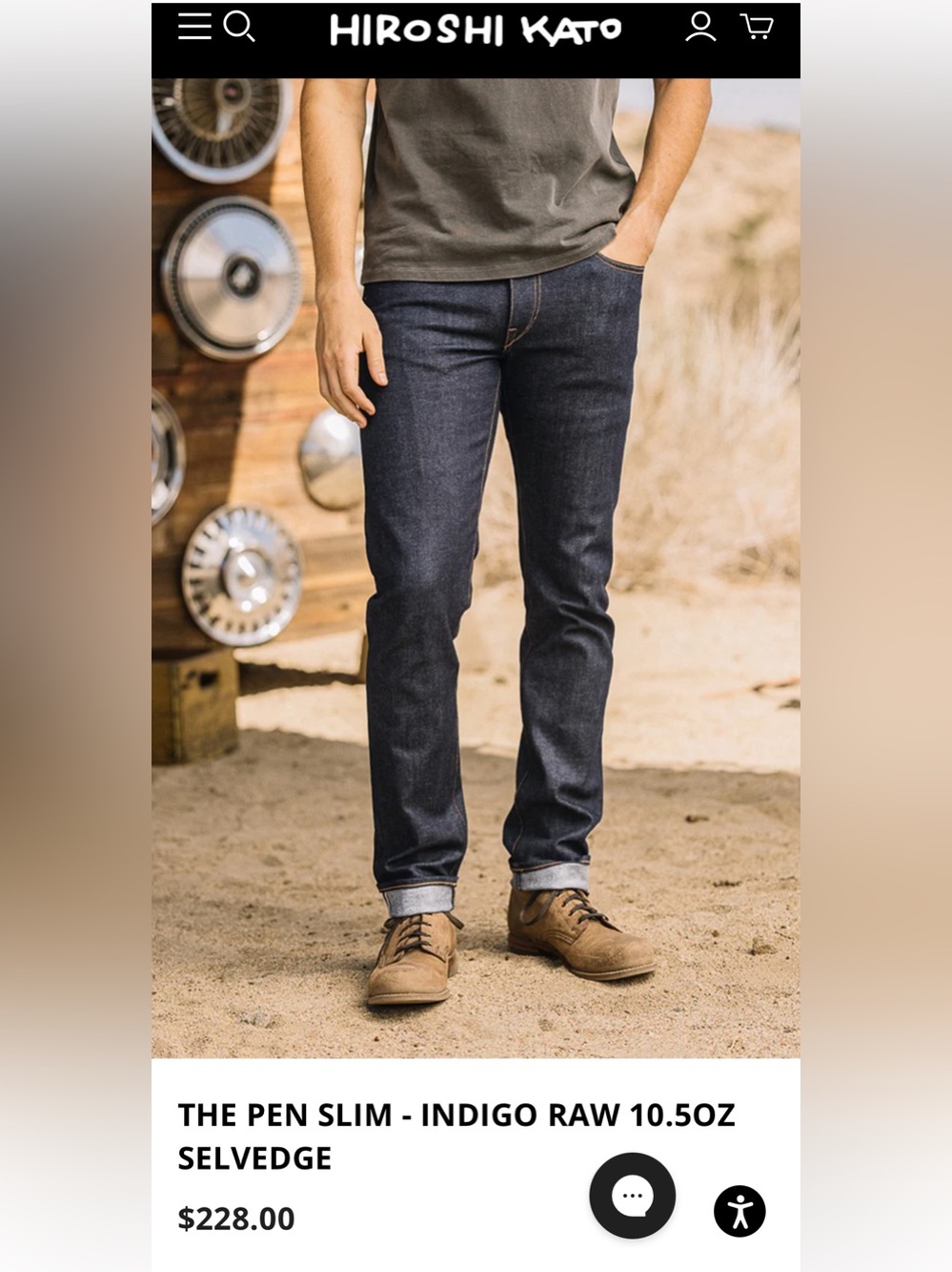 HIROSHI KATO — THE PEN SLIM - INDIGO RAW 10.5OZ SELVEDGE, 32/33